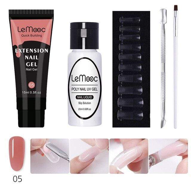 Lemooc  UV Gel Kit 15ml Quick Building  UV Gel Nail Polish For Nail Extensions Acrylic Gel Polish Nail Art Set AExp