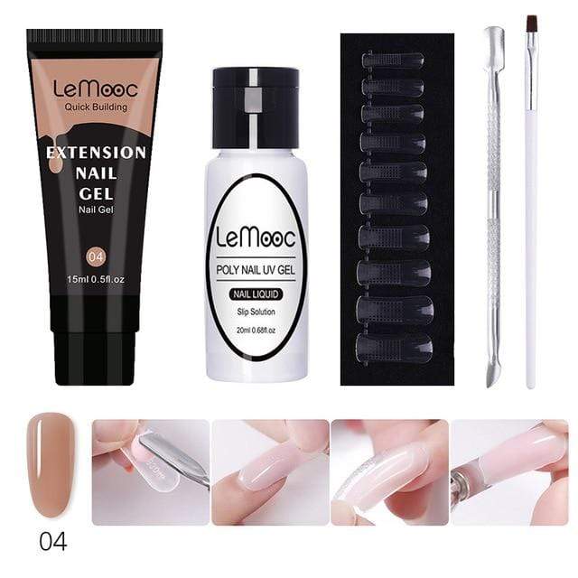 Lemooc  UV Gel Kit 15ml Quick Building  UV Gel Nail Polish For Nail Extensions Acrylic Gel Polish Nail Art Set AExp