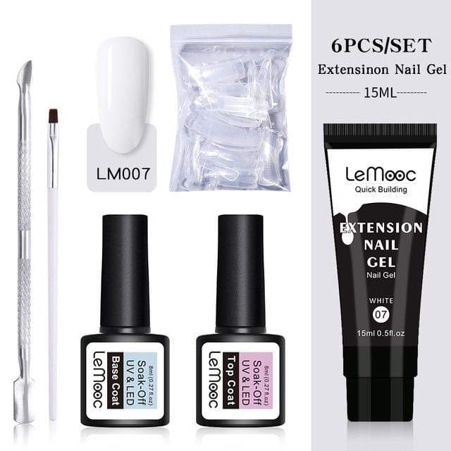 Lemooc  UV Gel Kit 15ml Quick Building  UV Gel Nail Polish For Nail Extensions Acrylic Gel Polish Nail Art Set AExp
