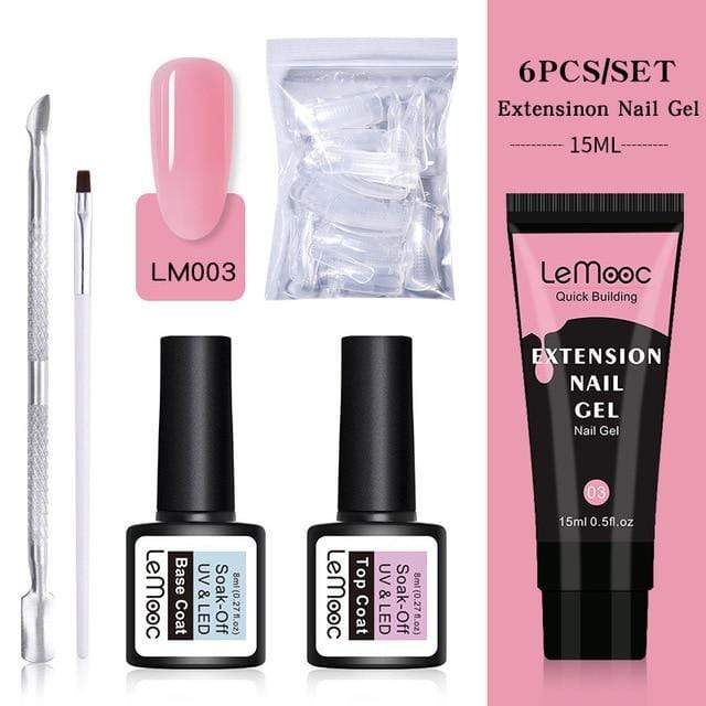 Lemooc  UV Gel Kit 15ml Quick Building  UV Gel Nail Polish For Nail Extensions Acrylic Gel Polish Nail Art Set AExp