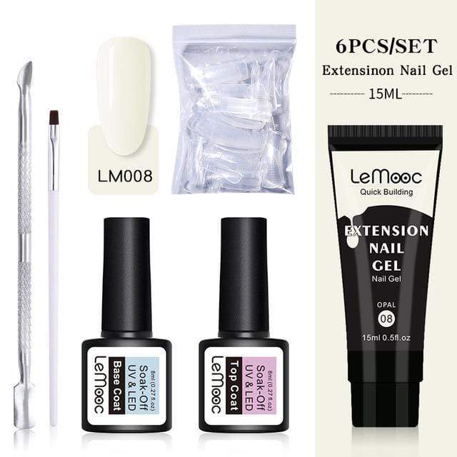 Lemooc  UV Gel Kit 15ml Quick Building  UV Gel Nail Polish For Nail Extensions Acrylic Gel Polish Nail Art Set AExp