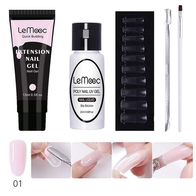 Lemooc  UV Gel Kit 15ml Quick Building  UV Gel Nail Polish For Nail Extensions Acrylic Gel Polish Nail Art Set JadeMoghul Inc. 