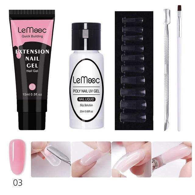 Lemooc  UV Gel Kit 15ml Quick Building  UV Gel Nail Polish For Nail Extensions Acrylic Gel Polish Nail Art Set JadeMoghul Inc. 