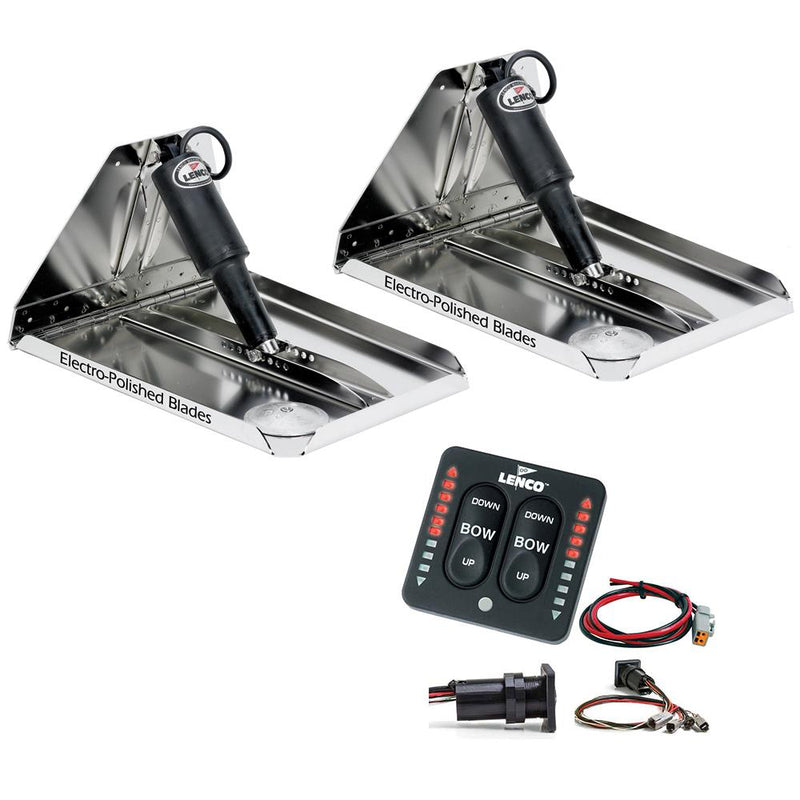 Lenco 12" x 12" Heavy Duty Performance Trim Tab Kit w-LED Indicator Switch Kit 12V [RT12X12HDI]-Trim Tabs-JadeMoghul Inc.