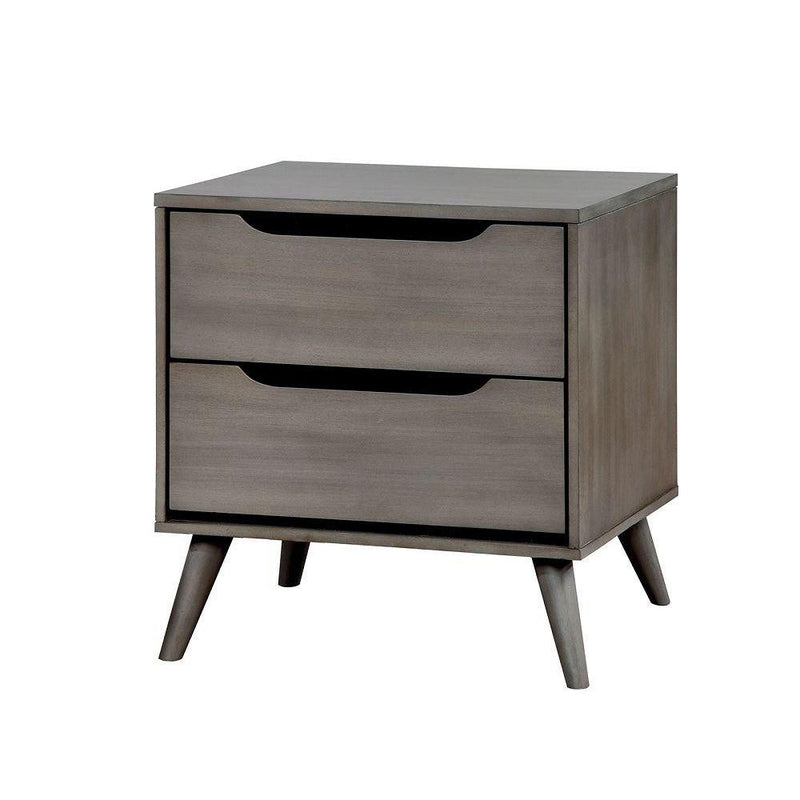 Lennart Mid-Century Modern Nightstand, Gray-Nightstands and Bedside Tables-Gray-Solid Wood Wood Veneer & Others-JadeMoghul Inc.