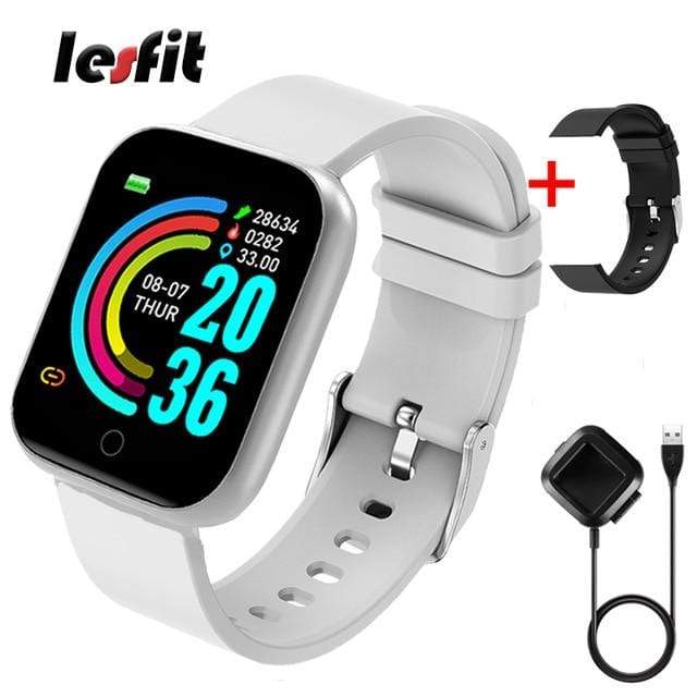 Lesfit Pink Smart Watch Women Men Smartwatch For Android IOS Bluetooth Steel Strap Smart-watch Watch Electronic Fitness Tracker AExp