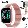 Lesfit Pink Smart Watch Women Men Smartwatch For Android IOS Bluetooth Steel Strap Smart-watch Watch Electronic Fitness Tracker AExp
