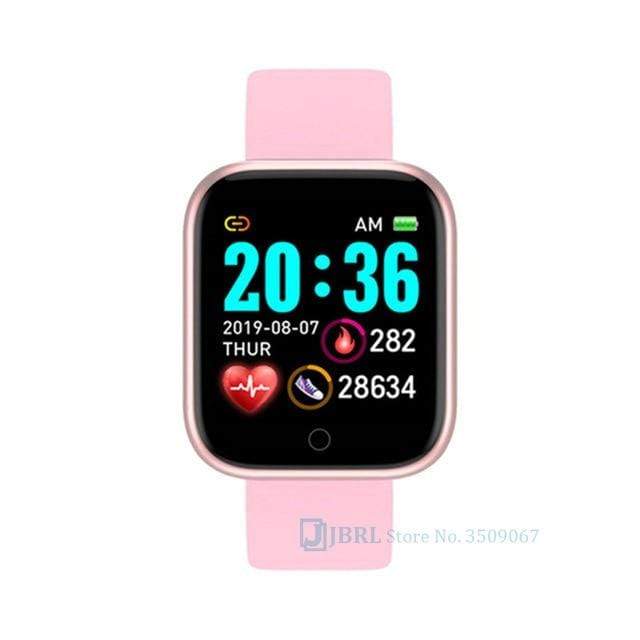Lesfit Pink Smart Watch Women Men Smartwatch For Android IOS Bluetooth Steel Strap Smart-watch Watch Electronic Fitness Tracker AExp