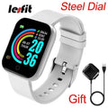 Lesfit Pink Smart Watch Women Men Smartwatch For Android IOS Bluetooth Steel Strap Smart-watch Watch Electronic Fitness Tracker AExp