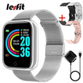 Lesfit Pink Smart Watch Women Men Smartwatch For Android IOS Bluetooth Steel Strap Smart-watch Watch Electronic Fitness Tracker AExp
