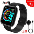 Lesfit Pink Smart Watch Women Men Smartwatch For Android IOS Bluetooth Steel Strap Smart-watch Watch Electronic Fitness Tracker AExp