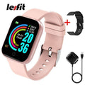 Lesfit Pink Smart Watch Women Men Smartwatch For Android IOS Bluetooth Steel Strap Smart-watch Watch Electronic Fitness Tracker AExp