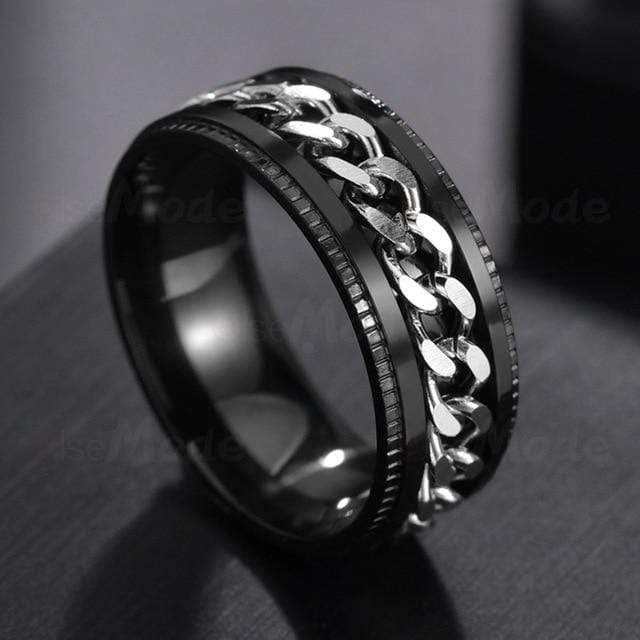 Letdiffery Cool Stainless Steel Rotatable Men Ring High Quality Spinner Chain Punk Women Jewelry for Party Gift AExp