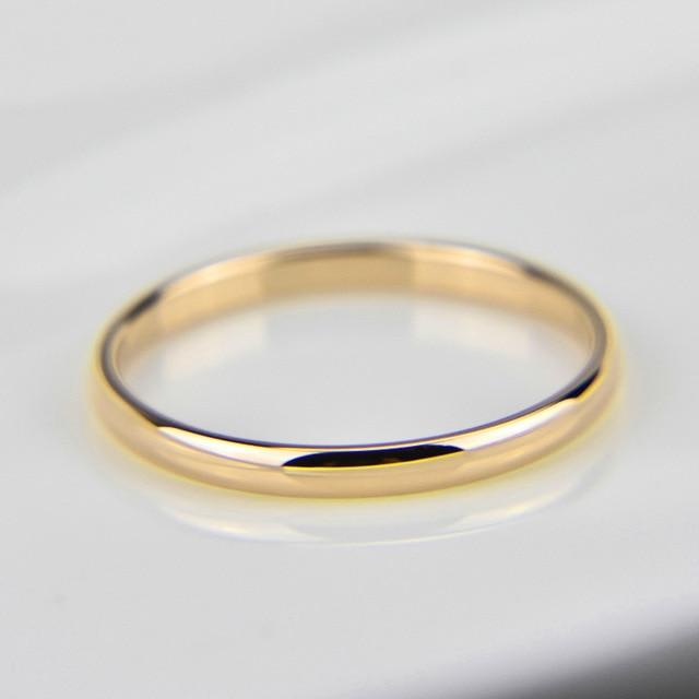 Letdiffery Smooth Stainless Steel Couple Rings Gold Simple 4MM Women Men Lovers Wedding Jewelry Engagement Gifts AExp