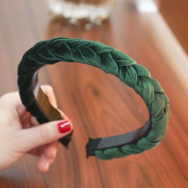 LEVAO Solid Color Velvet Braid Headband with Teeth Hair Accessories Korean Twists Hairband Women and Girls Head Wear AExp