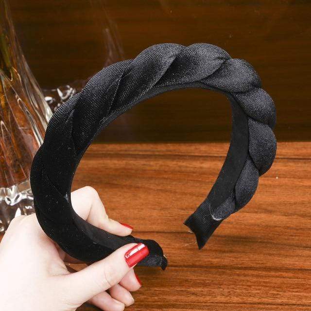 LEVAO Solid Color Velvet Braid Headband with Teeth Hair Accessories Korean Twists Hairband Women and Girls Head Wear AExp