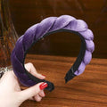 LEVAO Solid Color Velvet Braid Headband with Teeth Hair Accessories Korean Twists Hairband Women and Girls Head Wear AExp