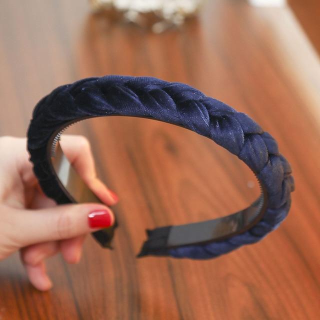 LEVAO Solid Color Velvet Braid Headband with Teeth Hair Accessories Korean Twists Hairband Women and Girls Head Wear AExp