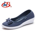 LIBANG High Quality Women Platform Shoes Wedges Autumn Summer Women Pumps Shallow Breathable Shoes Women Canvas Shoes with Bow-Blue-Grey-6-China-JadeMoghul Inc.