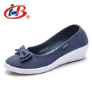 LIBANG High Quality Women Platform Shoes Wedges Autumn Summer Women Pumps Shallow Breathable Shoes Women Canvas Shoes with Bow-Blue-Grey-6-China-JadeMoghul Inc.