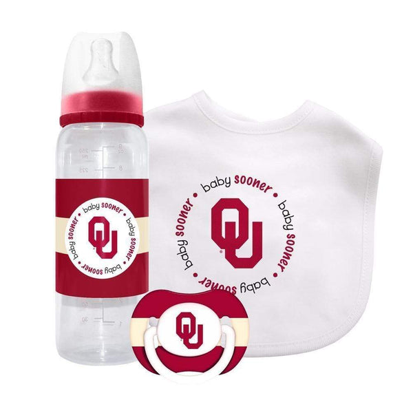 University of Oklahoma Bib, Bottle & Pacifier Gift Set