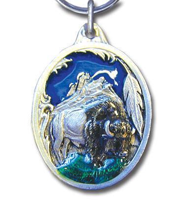 Licensed Sports Accessories - Buffalo Western Metal Key Chain with Enameled Details-Key Chains,Sculpted Key Chain,Enameled Key Chain-JadeMoghul Inc.