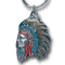 Licensed Sports Accessories - Carved Indian Chief Key Chain with Hand Painted Details-Key Chains,Sculpted Key Chain,Enameled Key Chain-JadeMoghul Inc.
