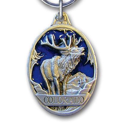 Licensed Sports Accessories - Colorado Elk Metal Key Chain with Enameled Details-Key Chains,Sculpted Key Chain,Enameled Key Chain-JadeMoghul Inc.
