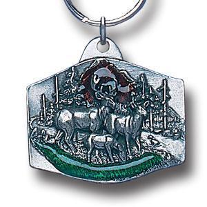 Licensed Sports Accessories - Deer Family Metal Key Chain with Enameled Details-Key Chains,Sculpted Key Chain,Enameled Key Chain-JadeMoghul Inc.