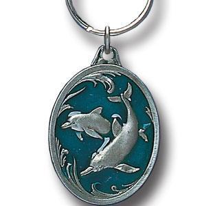 Licensed Sports Accessories - Dolphins Metal Key Chain with Enameled Details-Key Chains,Sculpted Key Chain,Enameled Key Chain-JadeMoghul Inc.
