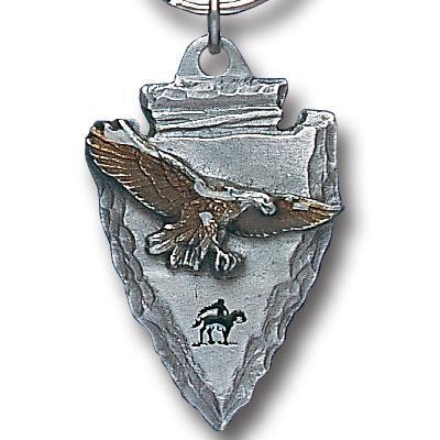 Licensed Sports Accessories - Eagle On Arrowhead Metal Key Chain with Enameled Details-Key Chains,Sculpted Key Chain,Enameled Key Chain-JadeMoghul Inc.