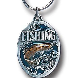 Licensed Sports Accessories - Fishing with Trout Metal Key Chain with Enameled Details-Key Chains,Sculpted Key Chain,Enameled Key Chain-JadeMoghul Inc.