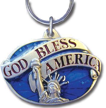 Licensed Sports Accessories - God Bless America Metal Key Chain with Enameled Details-Key Chains,Sculpted Key Chain,Enameled Key Chain-JadeMoghul Inc.