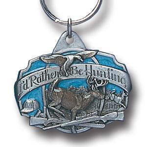 Licensed Sports Accessories - I'd Rather Be Hunting Metal Key Chain with Enameled Details-Key Chains,Sculpted Key Chain,Enameled Key Chain-JadeMoghul Inc.