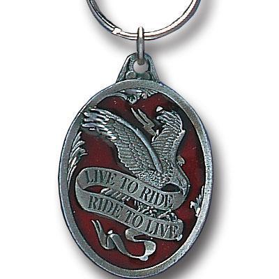 Licensed Sports Accessories - Live To Ride Motorcycle Metal Key Chain with Enameled Details-Key Chains,Sculpted Key Chain,Enameled Key Chain-JadeMoghul Inc.