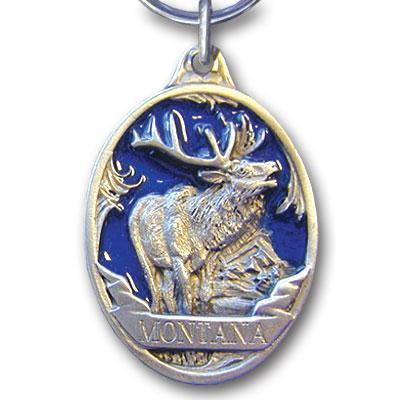 Licensed Sports Accessories - Montana Elk Metal Key Chain with Enameled Details-Key Chains,Sculpted Key Chain,Enameled Key Chain-JadeMoghul Inc.