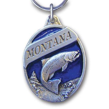 Licensed Sports Accessories - Montana Trout Metal Key Chain with Enameled Details-Key Chains,Sculpted Key Chain,Enameled Key Chain-JadeMoghul Inc.