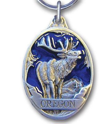Licensed Sports Accessories - Oregon Elk Blue Metal Key Chain with Enameled Details-Key Chains,Sculpted Key Chain,Enameled Key Chain-JadeMoghul Inc.