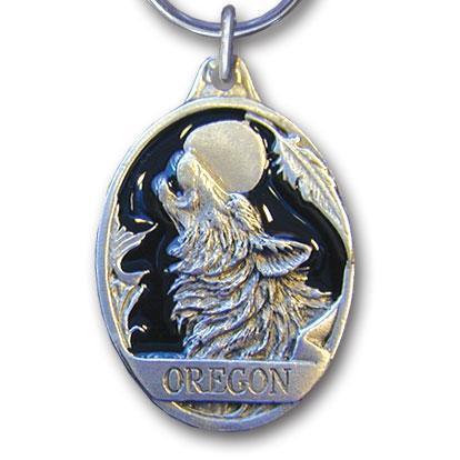 Licensed Sports Accessories - Oregon Wolf Metal Key Chain with Enameled Details-Key Chains,Sculpted Key Chain,Enameled Key Chain-JadeMoghul Inc.