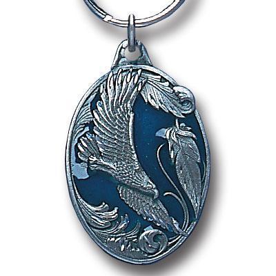 Licensed Sports Accessories - Scrolled Eagle Metal Key Chain with Enameled Details-Key Chains,Sculpted Key Chain,Enameled Key Chain-JadeMoghul Inc.