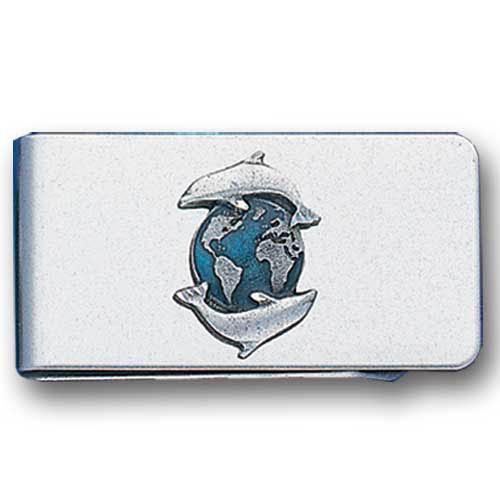 Licensed Sports Accessories - Sculpted Moneyclip - Dolphins & Earth-Wallets & Checkbook Covers,Money Clips,Small Money Clips, Small Money Clips-JadeMoghul Inc.