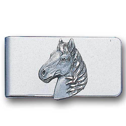 Licensed Sports Accessories - Sculpted Moneyclip - Free Form Horse Head-Wallets & Checkbook Covers,Money Clips,Small Money Clips, Small Money Clips-JadeMoghul Inc.