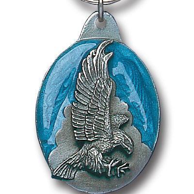 Licensed Sports Accessories - Soaring Eagle Metal Key Chain with Enameled Details-Key Chains,Sculpted Key Chain,Enameled Key Chain-JadeMoghul Inc.