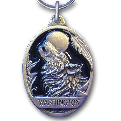 Licensed Sports Accessories - Washington Wolf Metal Key Chain with Enameled Details-Key Chains,Sculpted Key Chain,Enameled Key Chain-JadeMoghul Inc.