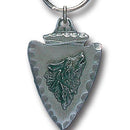 Licensed Sports Accessories - Wolf On Arrowhead Metal Key Chain with Enameled Details-Key Chains,Sculpted Key Chain,Enameled Key Chain-JadeMoghul Inc.