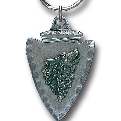 Licensed Sports Accessories - Wolf On Arrowhead Metal Key Chain with Enameled Details-Key Chains,Sculpted Key Chain,Enameled Key Chain-JadeMoghul Inc.