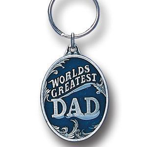 Licensed Sports Accessories - World's Greatest Dad Metal Key Chain with Enameled Details-Key Chains,Sculpted Key Chain,Enameled Key Chain-JadeMoghul Inc.