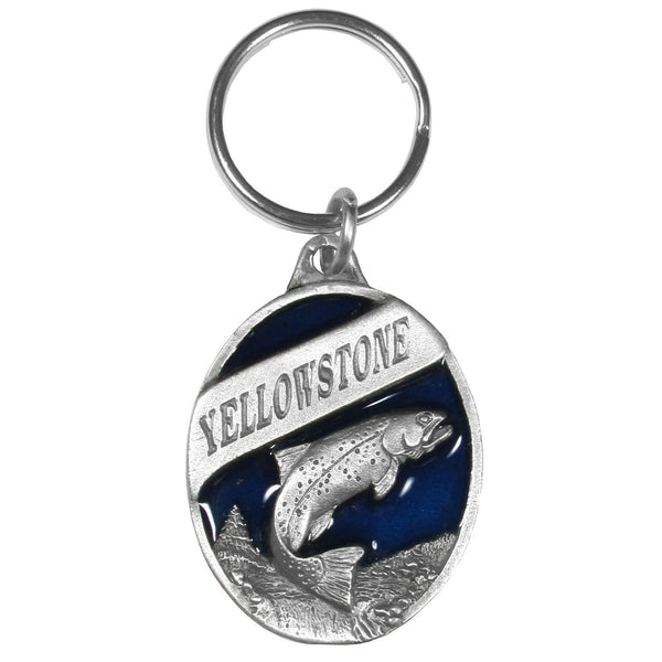 Licensed Sports Accessories - Yellowstone Trout Metal Key Chain with Enameled Details-Key Chains,Sculpted Key Chain,Enameled Key Chain-JadeMoghul Inc.