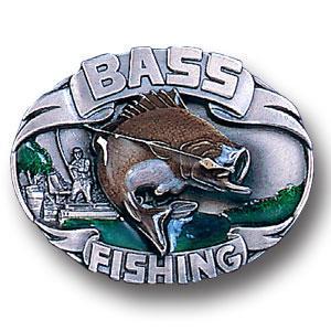 Licensed Sports Originals-Animals-Fish - Bass Fishing 3D Enameled Belt Buckle-Jewelry & Accessories,Buckles,Enameled Buckles,-JadeMoghul Inc.