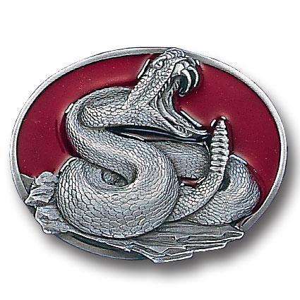 Licensed Sports Originals-Animals-Horses - Coiled Snake Enameled Belt Buckle-Jewelry & Accessories,Buckles,Enameled Buckles,-JadeMoghul Inc.